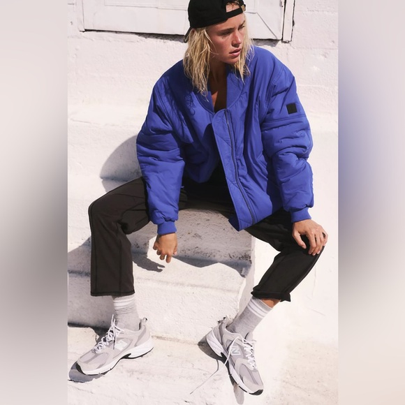 New Free People Movement Midnight Moon Solid Bomber Jacket Cobalt Blue XS/S/M - Picture 2 of 11